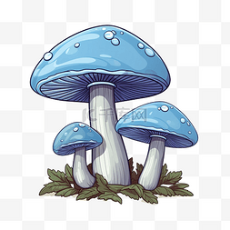 请投入垃圾箱图片_蓝色三重蘑菇插画