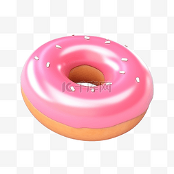 粉色背景杯子图片_甜甜圈 3d 插图