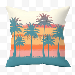 沙巴日落图片_邦迪海滩日落和棕榈树复古夏季图