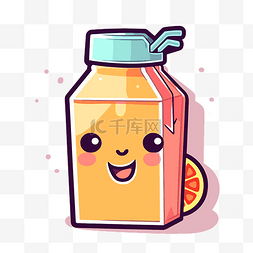 一瓶卡通橙汁，上面有微笑 向量