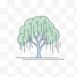 树枝滴水的垂柳树的图标 向量