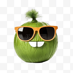 椰子林图片_新鲜的绿色椰子，戴着墨镜，形状