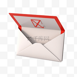 箱打开图片_打开带有通知 3d 渲染的邮件信封
