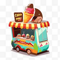 冰淇淋车 3d v3 动画剪贴画 向量