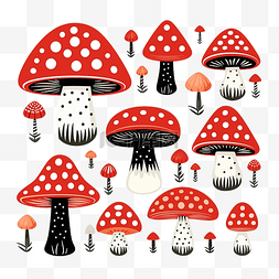 有毒食物图片_有毒的飞木耳蘑菇涂鸦在白色