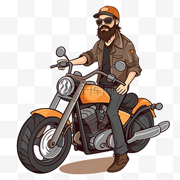 有胡子的人图片_骑摩托车的人剪贴画卡通肖像一个