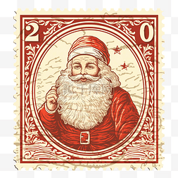 新票图片_与圣诞老人的新年邮票