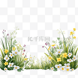 融化的雪图片_水平背景与报春花雪花莲和春草