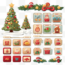 卡通圣诞按钮图片_用于 ui 图形资产的圣诞游戏 ui 实