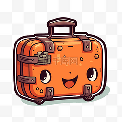 纸手提箱图片_可爱的橙色手提箱隔离矢量图