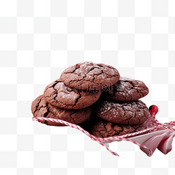 巧克力色蝴蝶结图片_粉红色木头上的巧克力饼干和圣诞