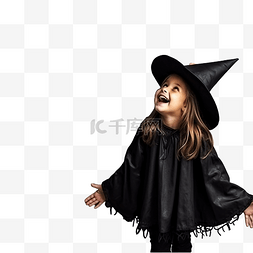 女性的服装图片_穿着女巫服装参加万圣节派对的女