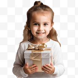 漂亮的礼物图片_一个漂亮的小女孩在装饰好的圣诞
