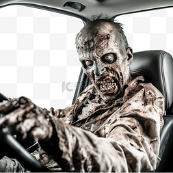 僵尸车图片_僵尸男性通过车窗玻璃攻击汽车司