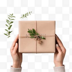 圣诞概念女手包裹手工环保礼品盒