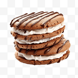 脆脆饼图片_饼干巧克力与奶油填充在独立的 pn