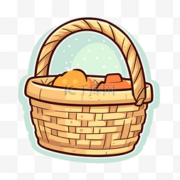 一个空篮子的插图，里面有两个橘