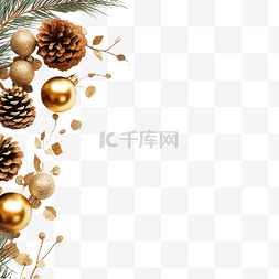 圣诞节组合物与复制空间金色装饰