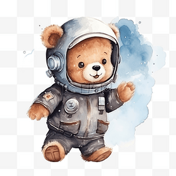 宇航熊图片_水彩可爱卡通熊妈妈宇航员熊妈妈