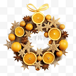 圣诞花环，干柠檬，杉树和球
