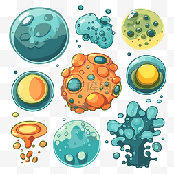 生物气泡图片_细胞剪贴画平坦空间或漫画科学插