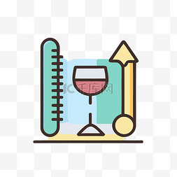 葡萄酒和带有红酒瓶的温度计的图