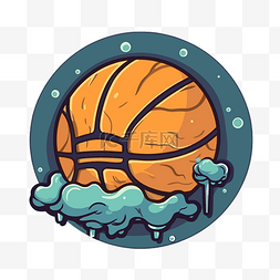 篮球标志与飞溅的水剪贴画 向量