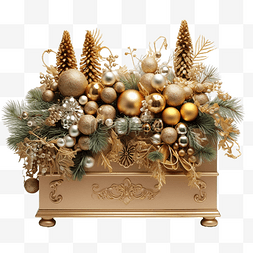 金木盒子里装满了圣诞装饰品，有