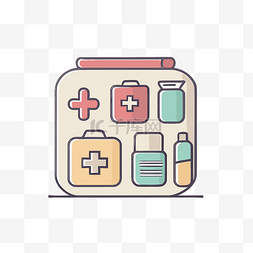 医疗和图片_灰色背景中的医疗箱 向量