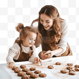 做饭的儿童图片_快乐的妈妈和小宝贝女孩在家庭厨