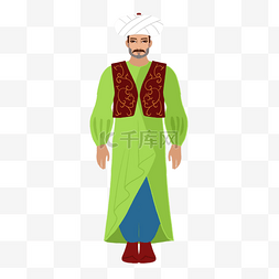 土耳其人物图片_土耳其传统人物绿袍