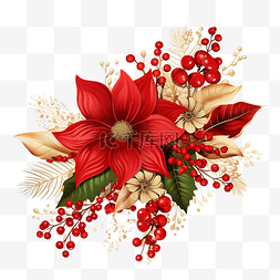 手绘钟素材图片_圣诞花卉装饰元素