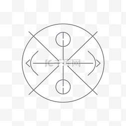 中心有圆圈和箭头的简单箭头轮廓