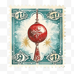 新票图片_带有圣诞玩具的邮票