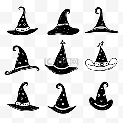 魔法巫师帽图片_手绘涂鸦女巫帽子矢量可爱的万圣