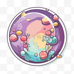 水下气泡徽章与气泡剪贴画 向量