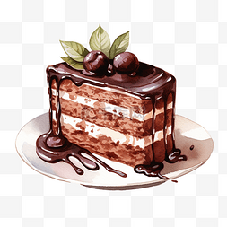 巧克力蛋糕水彩剪贴画ai生成