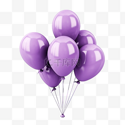 紫色气球 3d 渲染