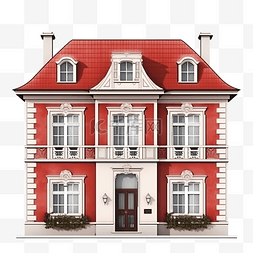 房子是红色的，窗户很高