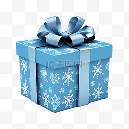 有雪花的藍色禮物盒