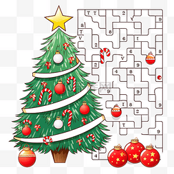 数学迷宫与圣诞树和礼物球教育工