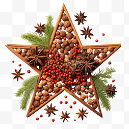 a4表格psd图片_圣诞树由崖柏树枝和装饰星茴香和