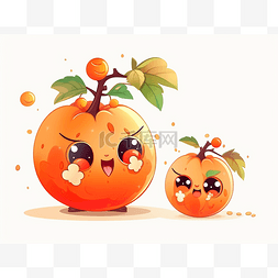 可爱的橘子图片_卡通橘子搭配两个可爱可爱的卡通