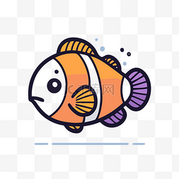小丑鱼矢量图片_带有彩色点线的卡通小丑鱼 向量