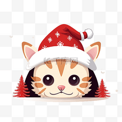戴着鹿角图片_快乐的猫戴着圣诞鹿角躲在圣诞老