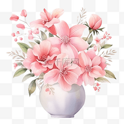 玫瑰瓣飘零图片_水彩风格的粉色插花