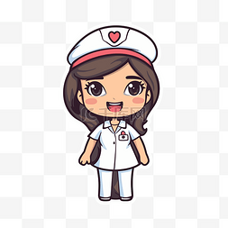 一个穿着白衬衫的可爱卡通护士剪