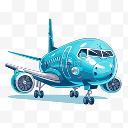 航空公司剪贴画卡通蓝色客机与白