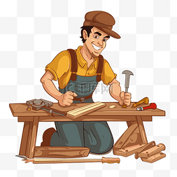木工刀具图片_木匠剪贴画生成器在木工工作台卡