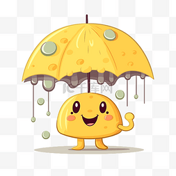 可爱卡通小雨伞图片_黄色雨伞 向量